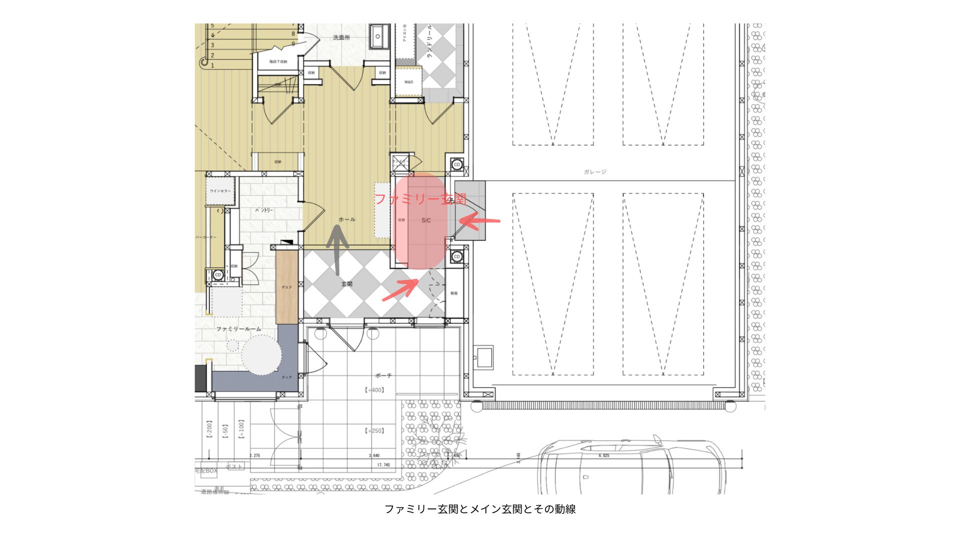 メイン玄関とファミリー玄関-横浜の家_utide-blog