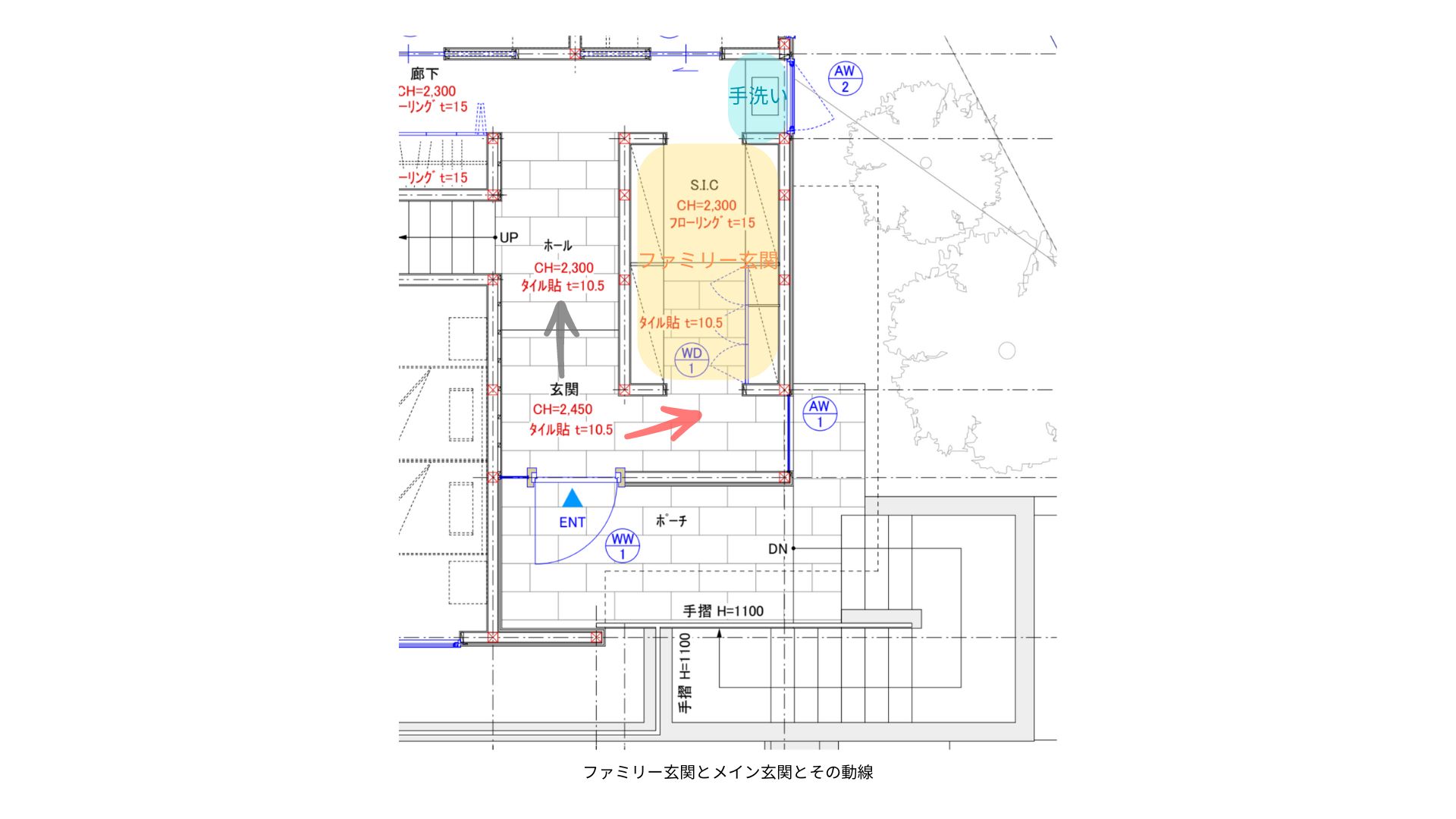 メイン玄関とファミリー玄関-鎌倉の家_utide-blog